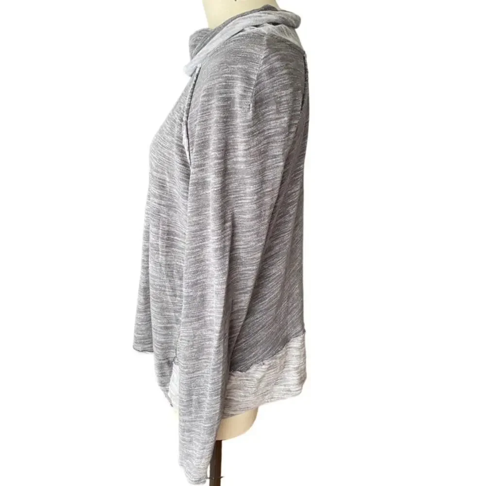 FREE PEOPLE Beach Two Tone Gray Cocoon Cowl Neck Pullover Activewear Top